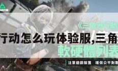 三角洲行动怎么玩体验服,三角洲手游。